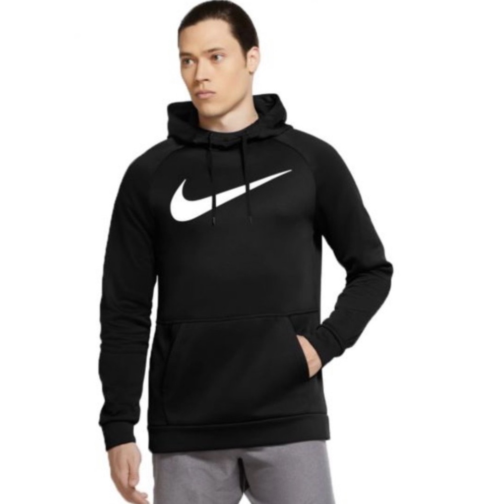 Nike Therma Fit Hoodie Mens size M Black Pullover Swoosh Training Fitness NWT